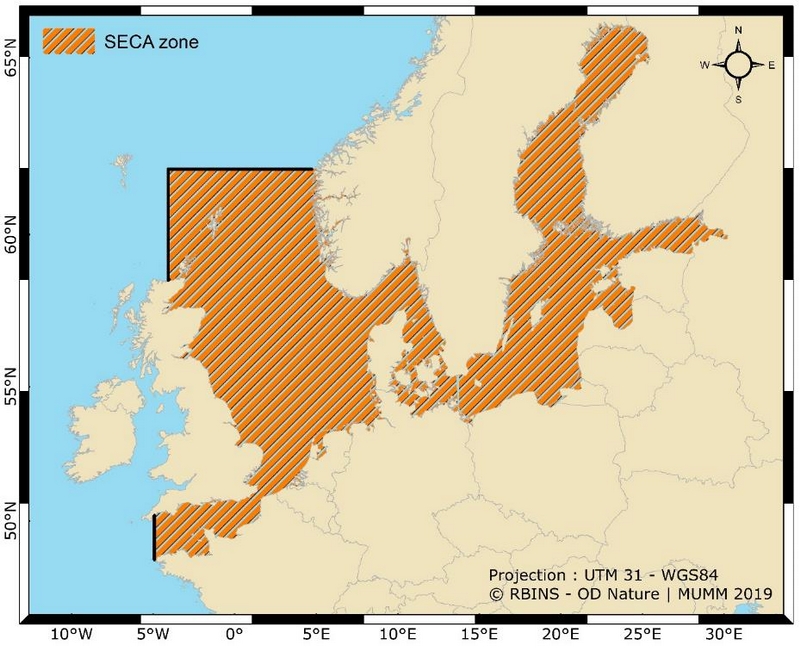 Delimitation of the SOx emission control area or SECA in the North Sea and Baltic Sea